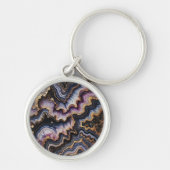 Chic Black Blue Violet Lila Gold Marmor Muster Schlüsselanhänger (Vorne)