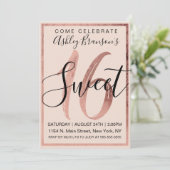 Chic Black Blush Pink Imitats Rose Gold Foil Sweet Einladung (Stehend Vorderseite)