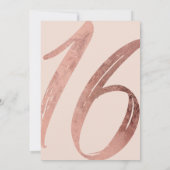 Chic Black Blush Pink Imitats Rose Gold Foil Sweet Einladung (Rückseite)