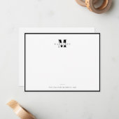 Chic Black Border Bold Letter Simple Monogram Name Mitteilungskarte (Vorderseite/Rückseite Beispiel)
