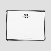 Chic Black Border Bold Letter Simple Monogram Name Mitteilungskarte