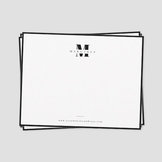 Chic Black Border Bold Letter Simple Monogram Name Mitteilungskarte