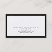 Chic Black Border White Beruflich Modern Schlicht Visitenkarte (Rückseite)