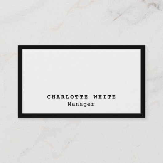 Chic Black Border White Beruflich Modern Schlicht Visitenkarte (Vorderseite)