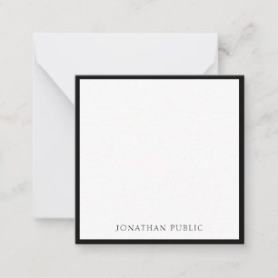 Chic Black Border White Modern Simple Template Top Mitteilungskarte