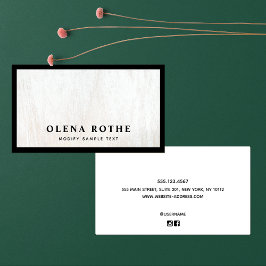 Chic Black Border White Wood Beruflich Telefonnummerkarte