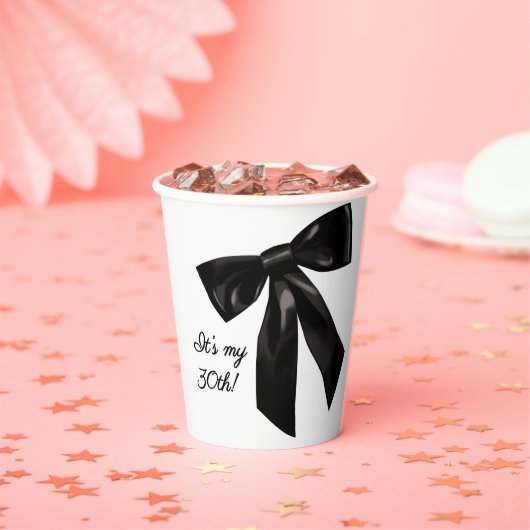 Chic Black Bow 30th Birthday Paper Cups Pappbecher (Insitu)