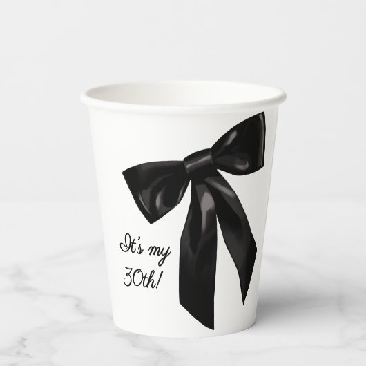 Chic Black Bow 30th Birthday Paper Cups Pappbecher (Rückseite)