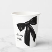 Chic Black Bow 30th Birthday Paper Cups Pappbecher (Vorderseite)