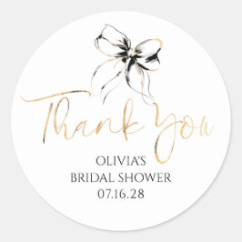Chic Black Bow Favors Bridal Shower Thank You  Runder Aufkleber