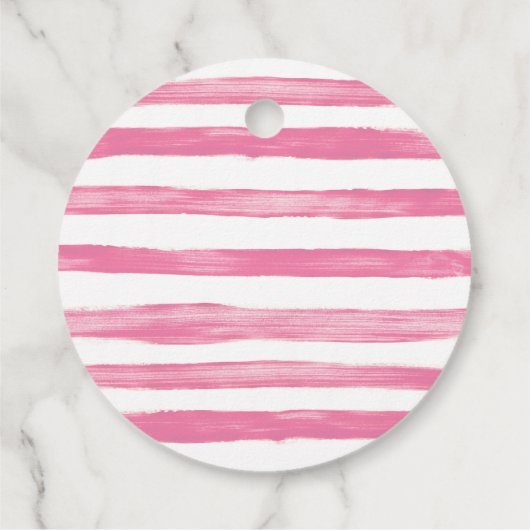 Chic Black Bow Pink White Strip Geschenkanhänger (Rückseite)