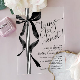 Chic Black Bow She's Tying The Knot Bridal Shower Acryleinladungen