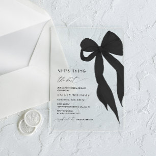 Chic Black Bow Sie bindet das Brautparty des Knote Acryleinladungen