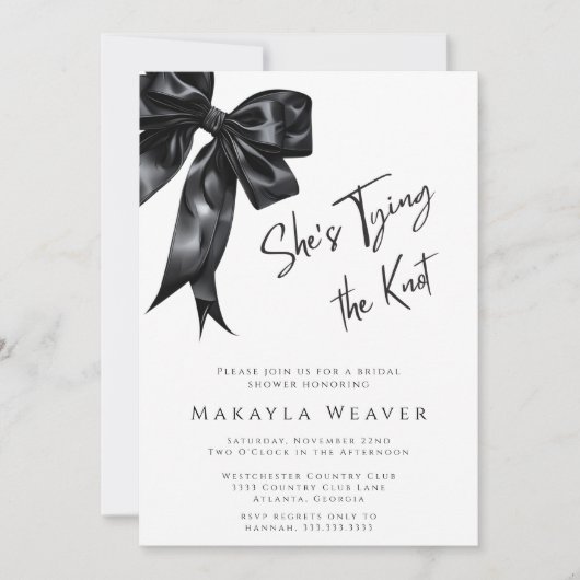 Chic Black Bow Sie bindet das Brautparty des Knote Einladung (Vorderseite)