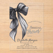 Chic Black Bow Striped Bridal Shower Invitation Acryleinladungen (Vorderseite)