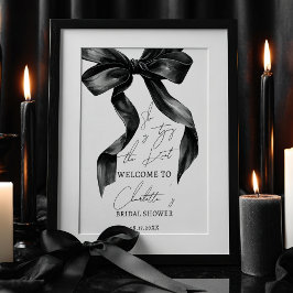 Chic Black Bow Tying Knot Brautparty Willkommen Poster