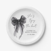 Chic Black Bow Watercolor-Brautparty Pappteller (Vorderseite)