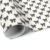 Chic Black Bow Wrapping Paper Geschenkpapier (Rolleneckpunkt)