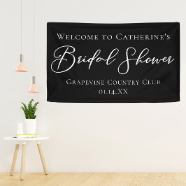 Chic Black Bridal Shower Personalized Welcome Banner