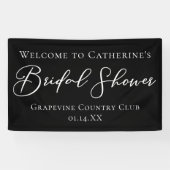 Chic Black Bridal Shower Personalized Welcome Banner (Horizontal)