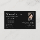 Chic Black Brown Glitzer Stars mit Logos und Foto Visitenkarte (Rückseite)