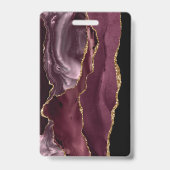 Chic Black Burgund Red Gold Glitzer Agate Foto Ausweis (Rückseite)