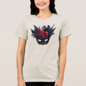 Chic Black Burgundy Red Floral Mask Tri-Blend Shirt (Vorderseite)