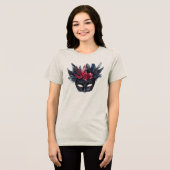 Chic Black Burgundy Red Floral Mask Tri-Blend Shirt (Vorderseite voll)