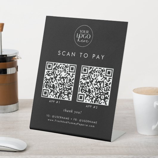Chic Black Business Logo 2 Apps Scannen zum Bezahl Sockelschild (In SItu)