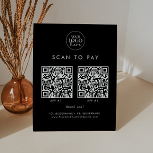 Chic Black Business Logo 2 Apps Scannen zum Bezahl Sockelschild