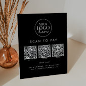 Chic Black Business Logo QR Code Scan zu bezahlen Sockelschild