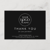 Chic Black Business Logo Vielen Dank bestellen Begleitkarte (Vorderseite)