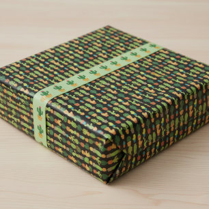 Chic Black Cactus Wrapping Paper Geschenkpapier