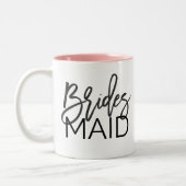 Chic Black Calligraphy Bridesmaid Zweifarbige Tasse (Links)
