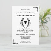 Chic Black Calligraphy Graduation Party 2025 Einladung (Stehend Vorderseite)