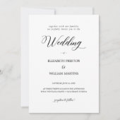 Chic Black Calligraphy Script Minimal Wedding Einladung (Vorderseite)