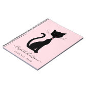 Chic Black Cat Personalisiert Pink Notizblock (Linke Seite)