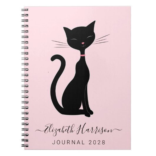 Chic Black Cat Personalisiert Pink Notizblock (Vorderseite)