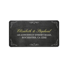 Chic Black Chalkboard Floral Wedding Address Label Adressaufkleber