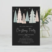 Chic Black Christmas Party Einladung (Stehend Vorderseite)