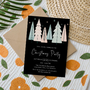 Chic Black Christmas Party Einladung