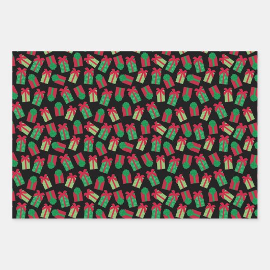 Chic Black Christmas Wrapping Paper Sheets Geschenkpapier Set (Vorderseite 3)