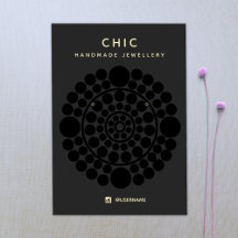 Chic Black Circle Motif Earring Display Card