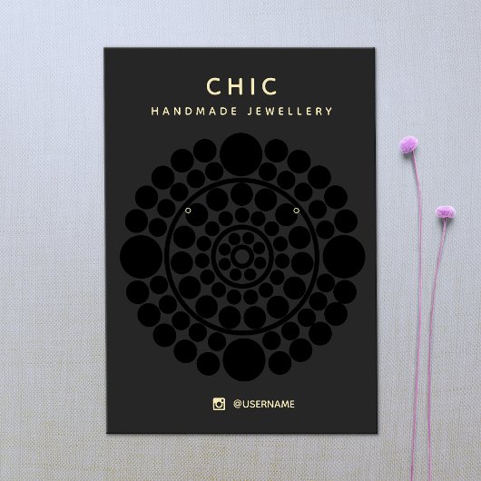 Chic Black Circle Motif Earring Display Card