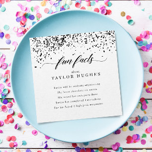 Chic Black Confetti Graduation Party Spaß Fakten Serviette