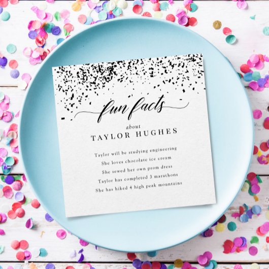 Chic Black Confetti Graduation Party Spaß Fakten Serviette