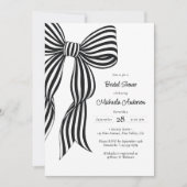 Chic Black Coquette Bow Striped Bridal Shower Invi Einladung (Vorderseite)