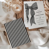Chic Black Coquette Bow Striped Bridal Shower Invi Einladung