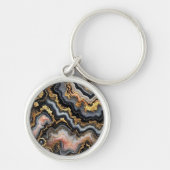 Chic Black Coral Pink White Gold Marmor Muster Schlüsselanhänger (Vorne)