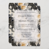 Chic Black Cream Leopard Animal Romantic Wedding Einladung (Vorne/Hinten)